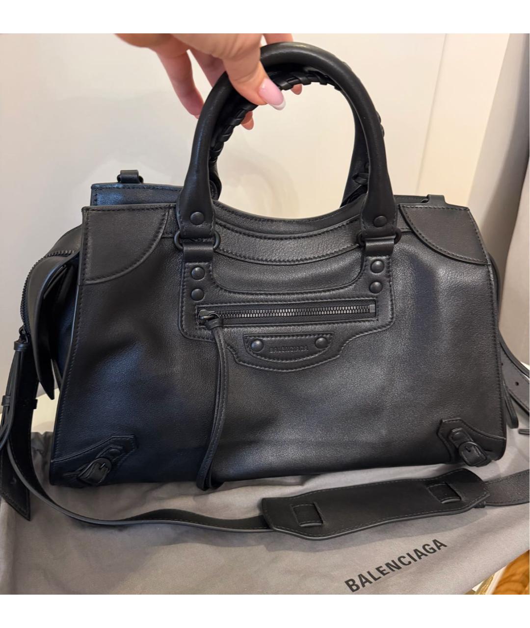 BALENCIAGA Черная кожаная сумка с короткими ручками, фото 4