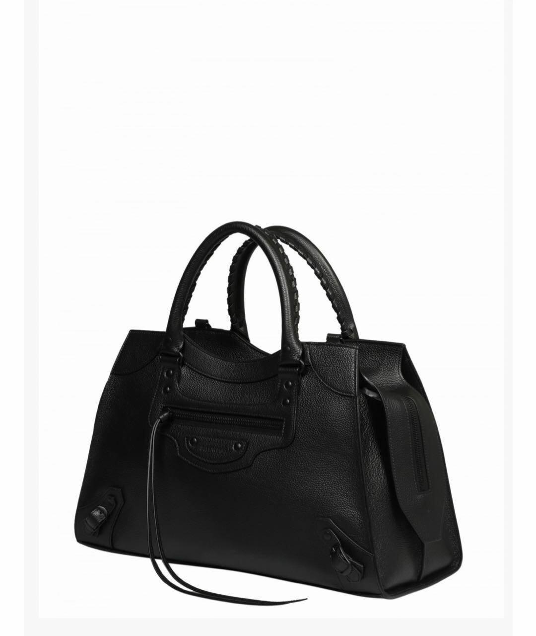 BALENCIAGA Черная кожаная сумка с короткими ручками, фото 3