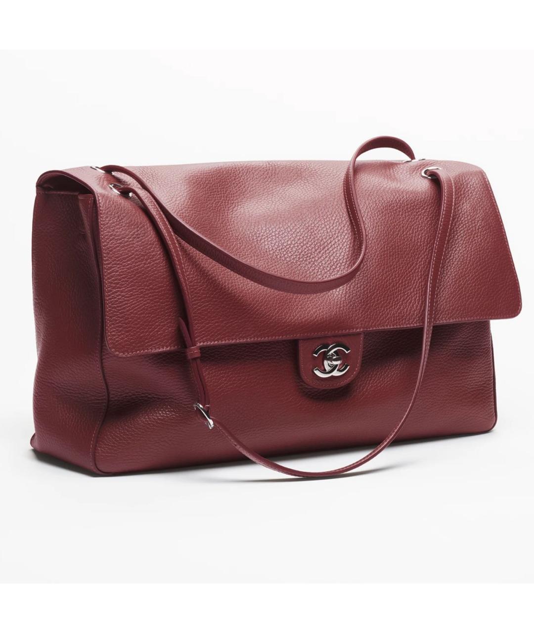 CHANEL Бордовая кожаная сумка тоут, фото 9