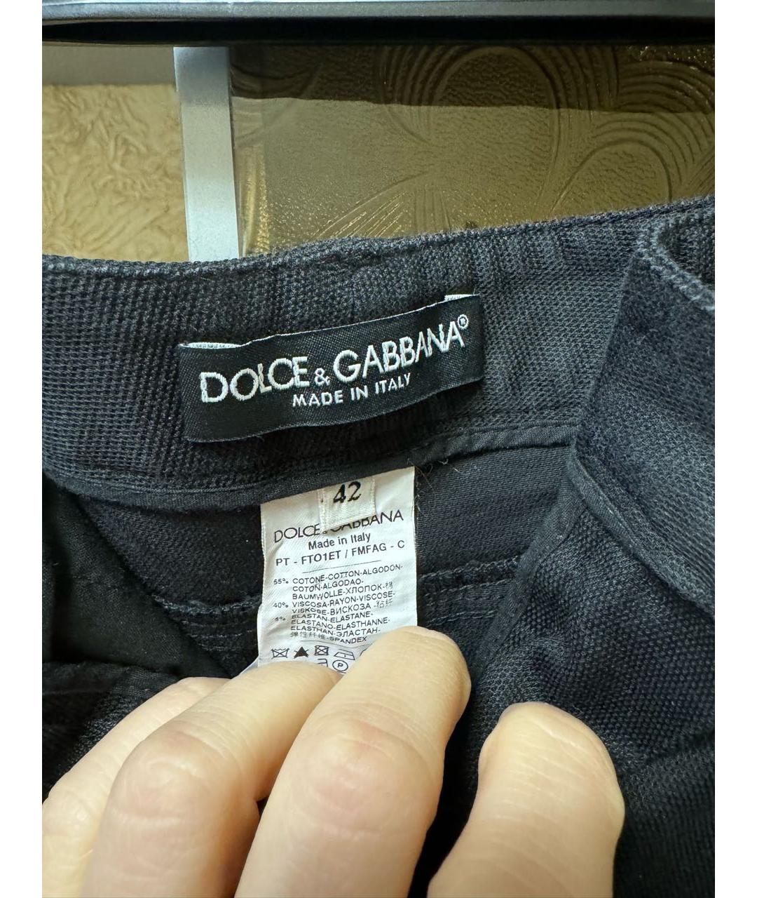 DOLCE&GABBANA Черные хлопковые прямые джинсы, фото 2