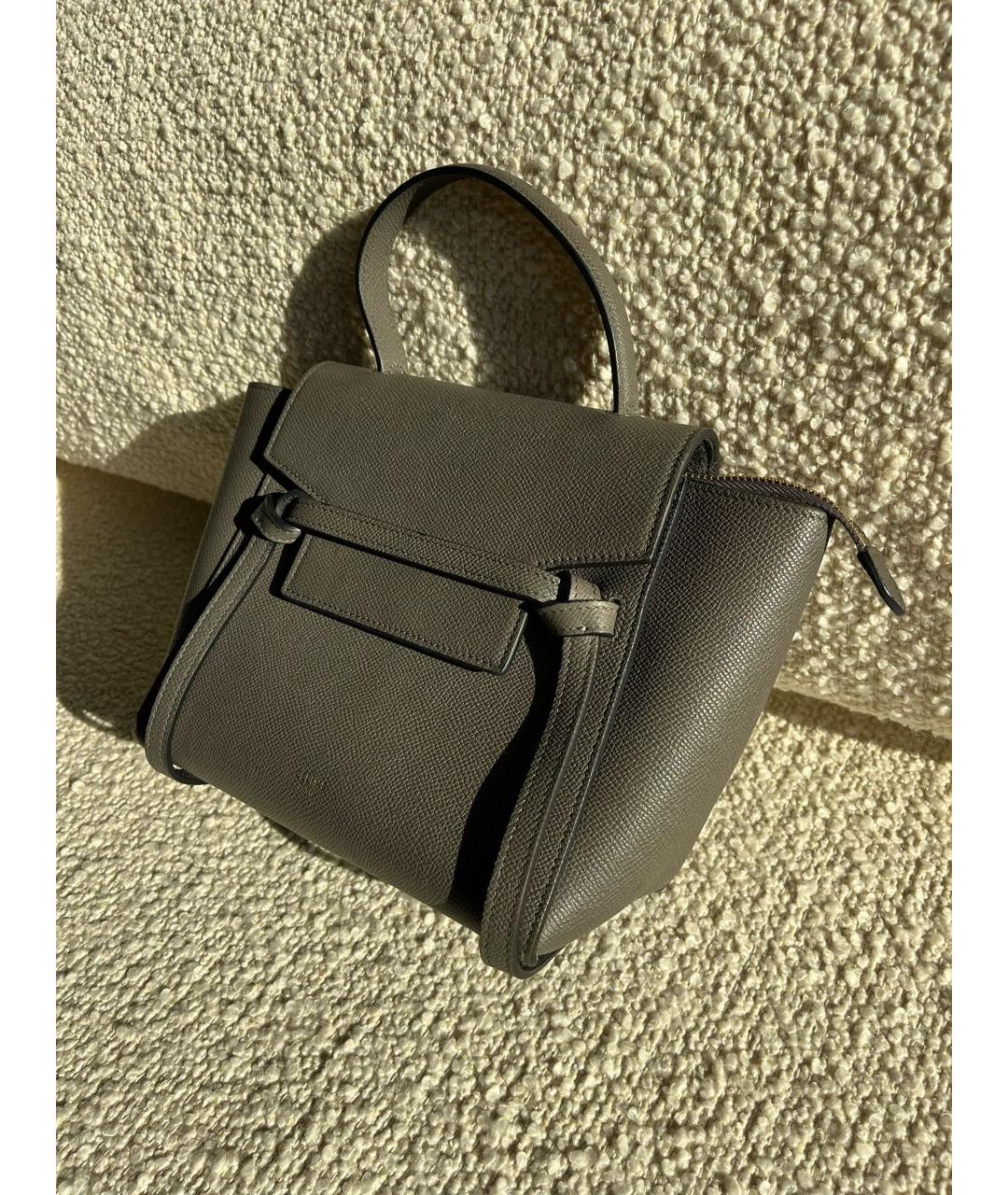 CELINE Антрацитовая кожаная сумка с короткими ручками, фото 5