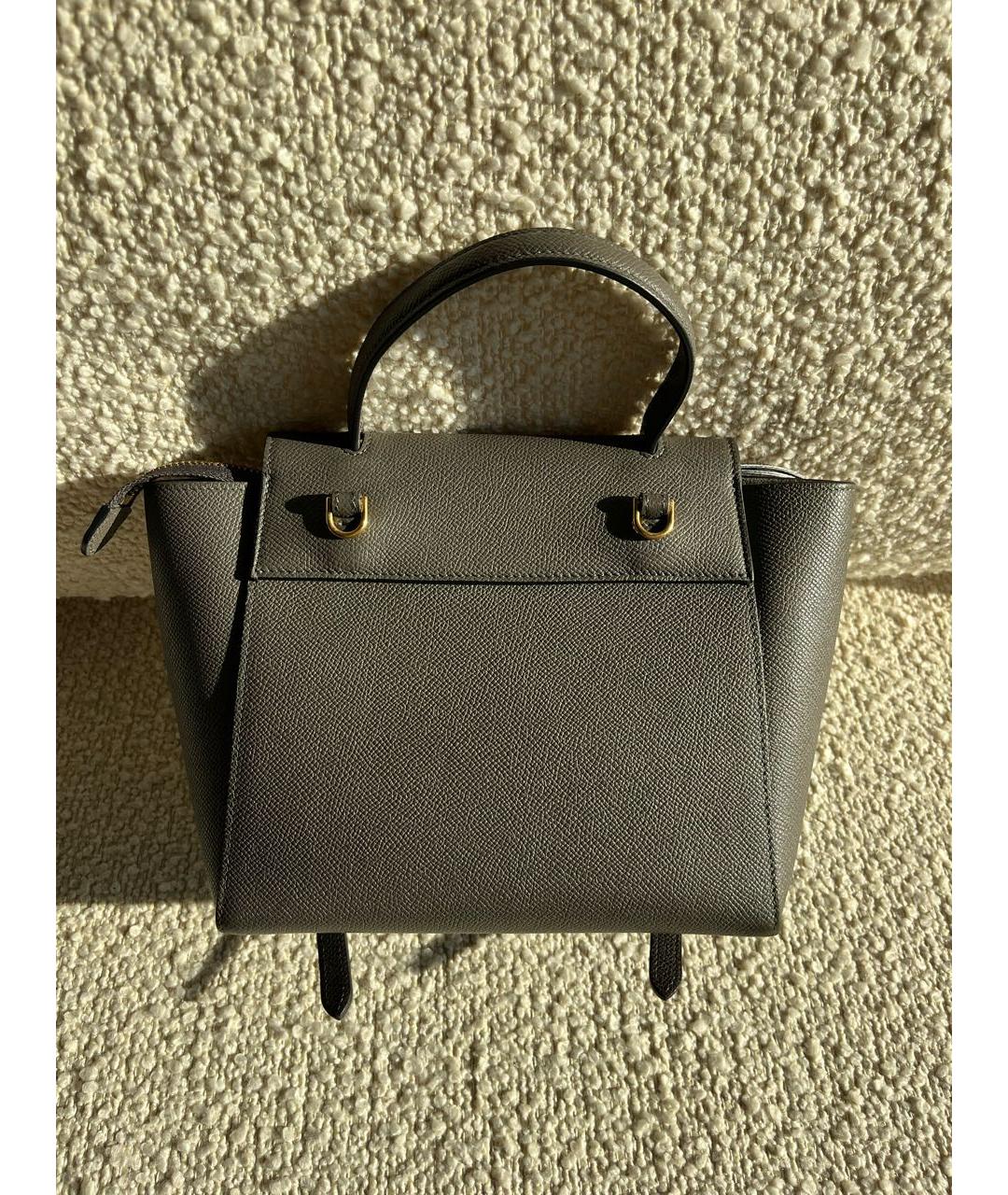 CELINE Антрацитовая кожаная сумка с короткими ручками, фото 3