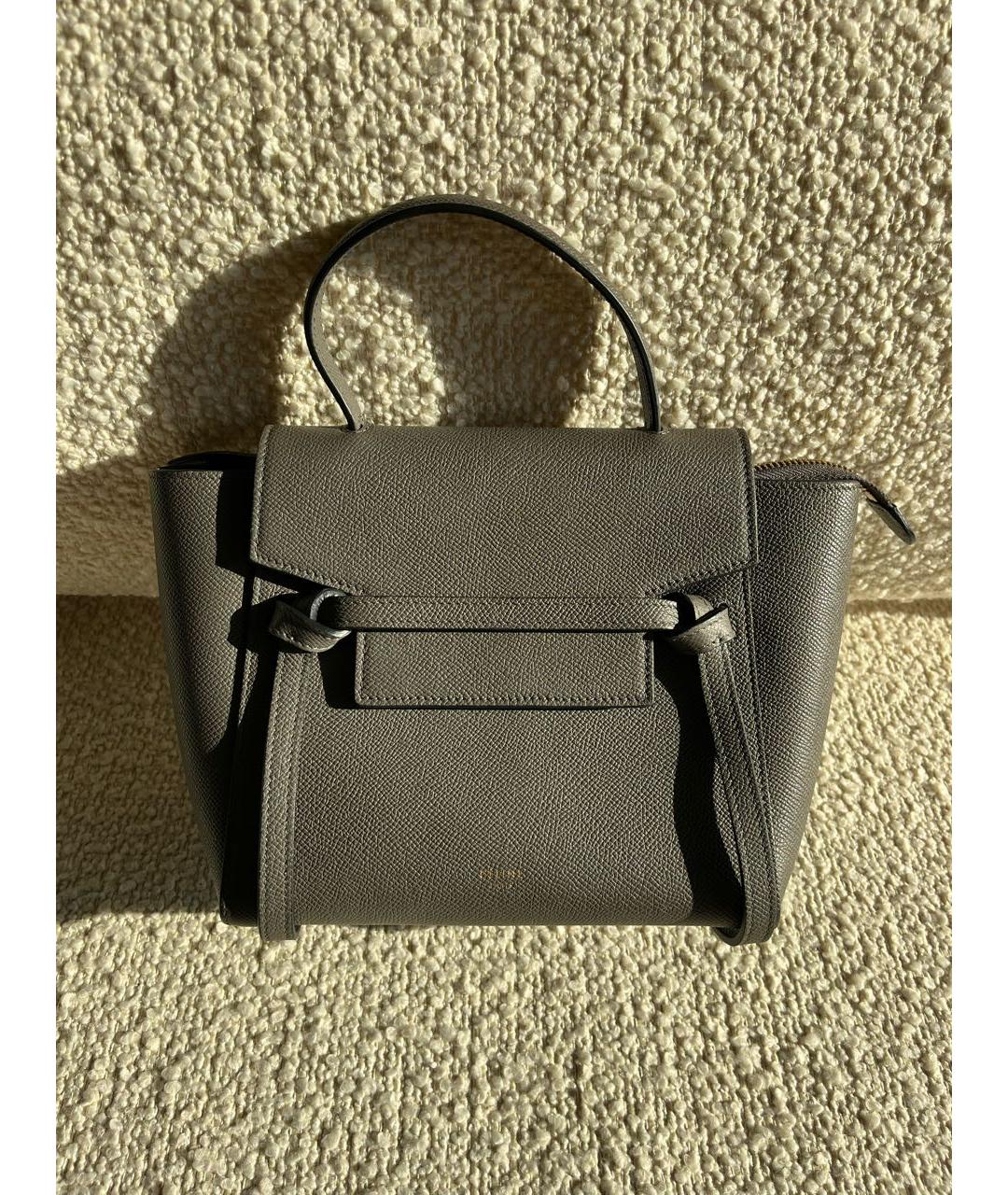 CELINE Антрацитовая кожаная сумка с короткими ручками, фото 9