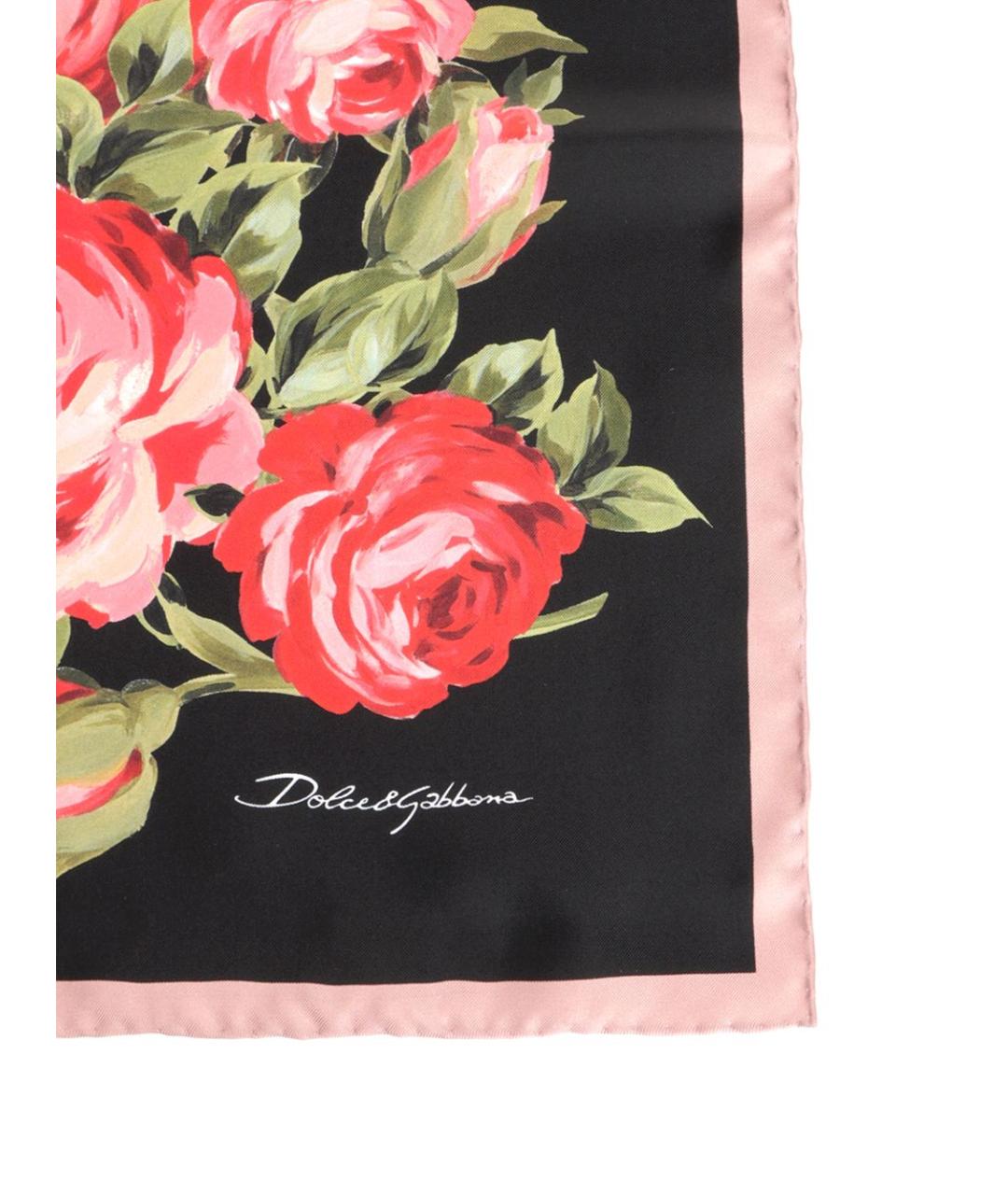 DOLCE&GABBANA Черный шелковый платок, фото 2