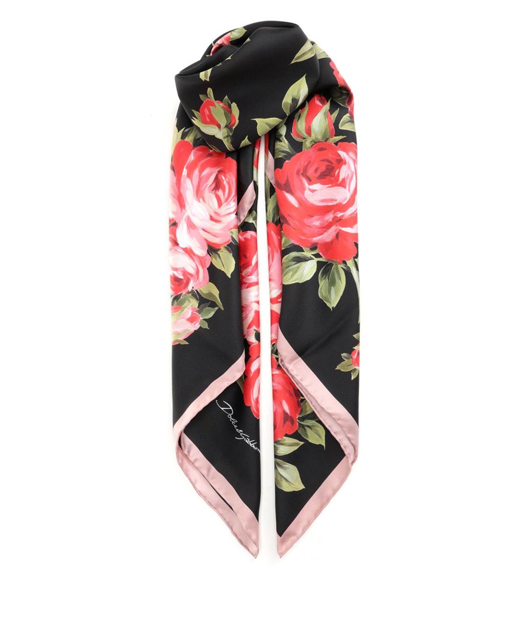DOLCE&GABBANA Черный шелковый платок, фото 1