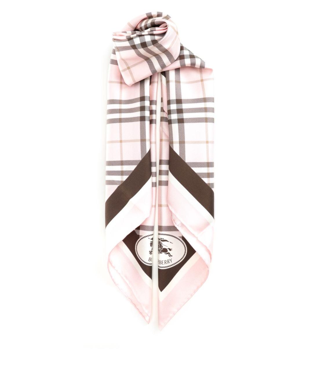 BURBERRY Розовый шелковый платок, фото 1