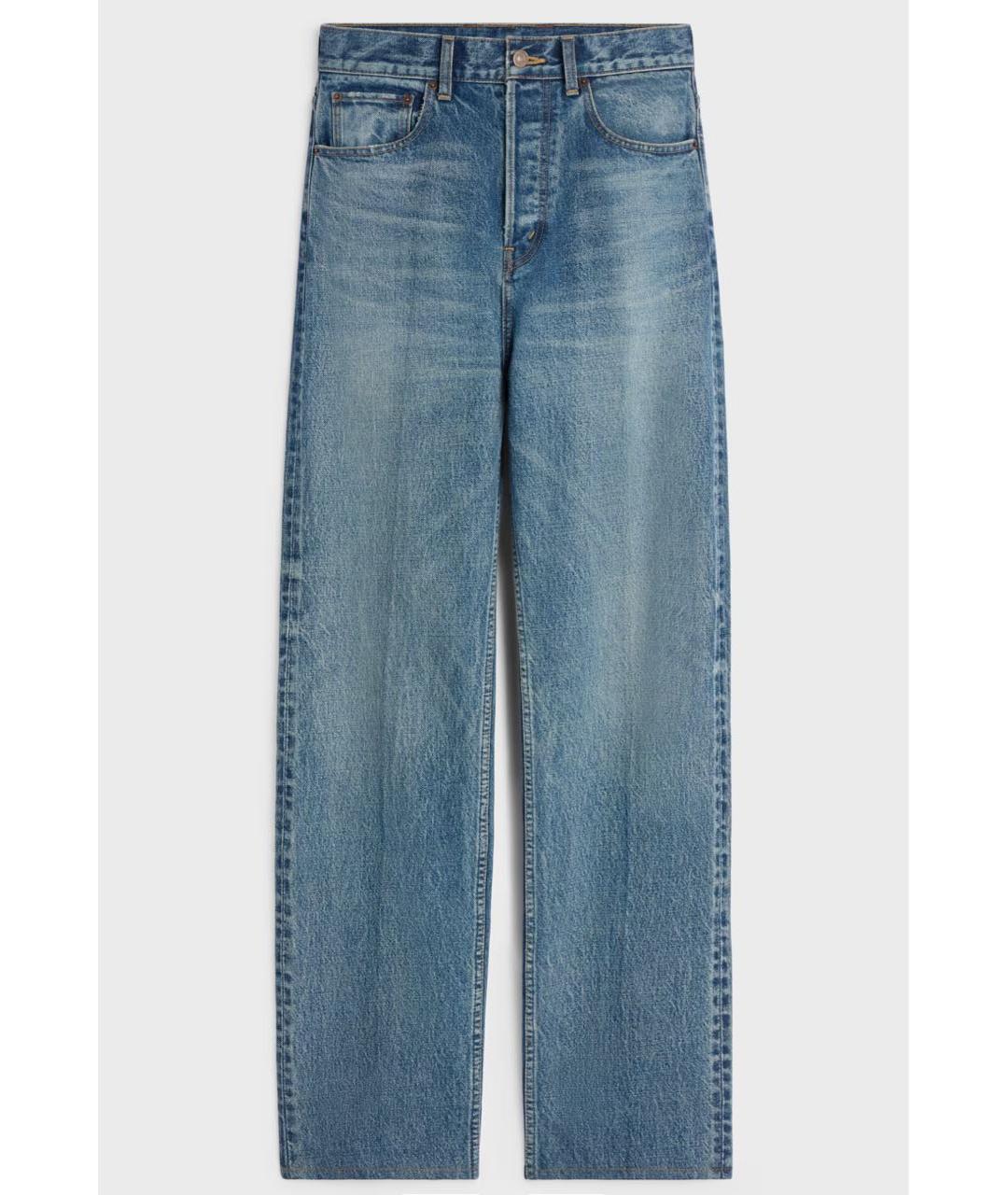CELINE Голубые хлопковые прямые джинсы, фото 8