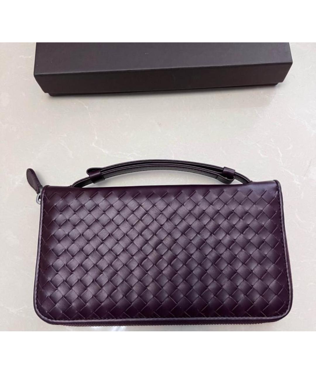 BOTTEGA VENETA Бордовый кожаный кошелек, фото 2