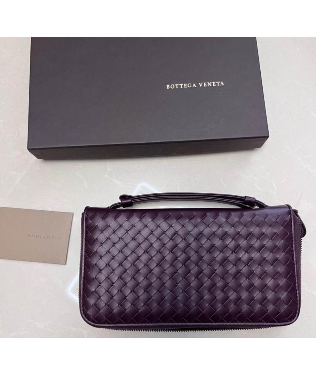 BOTTEGA VENETA Бордовый кожаный кошелек, фото 4