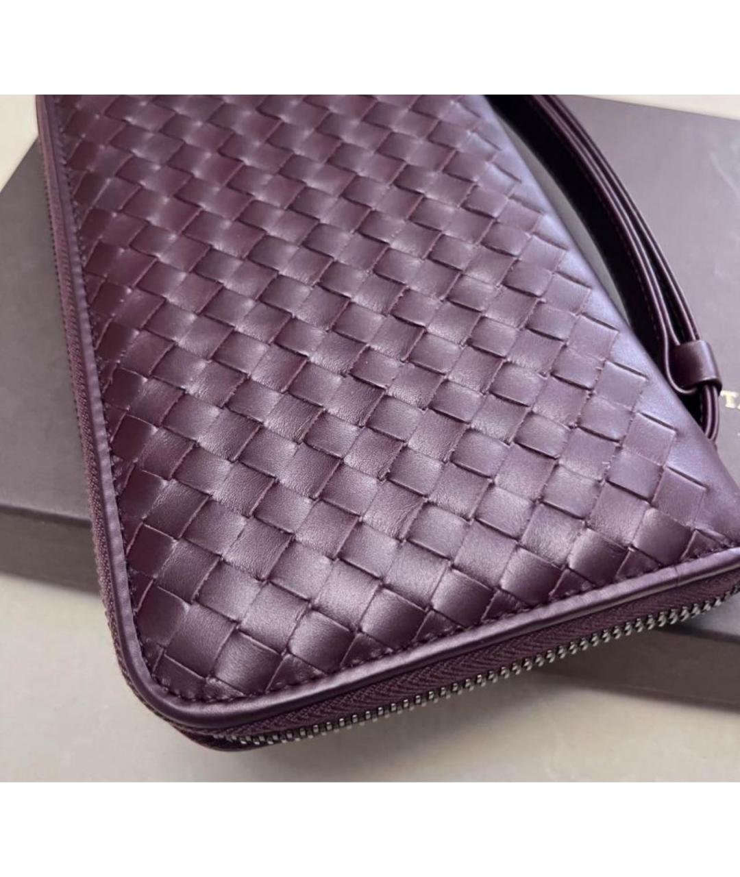 BOTTEGA VENETA Бордовый кожаный кошелек, фото 5