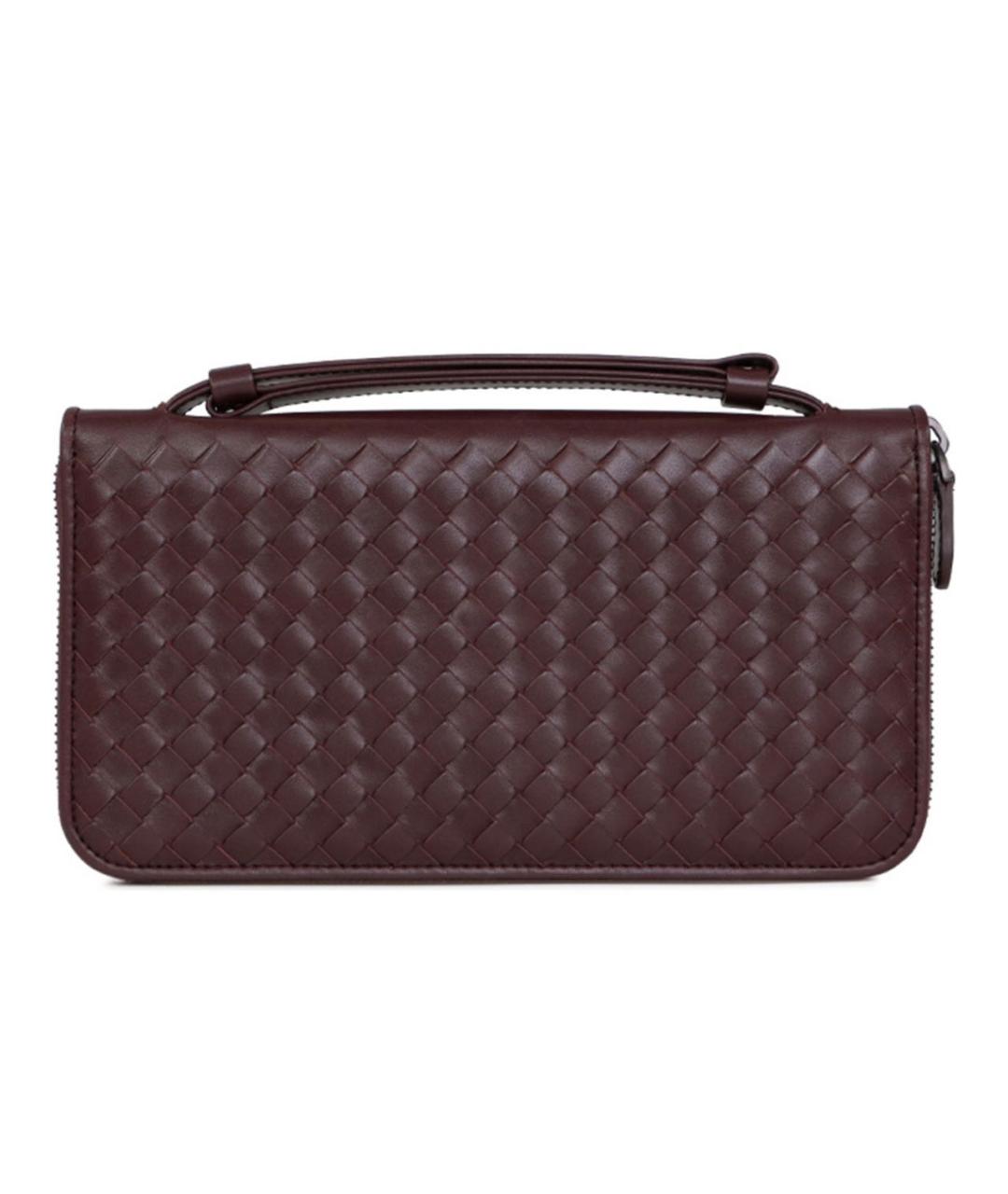 BOTTEGA VENETA Бордовый кожаный кошелек, фото 1