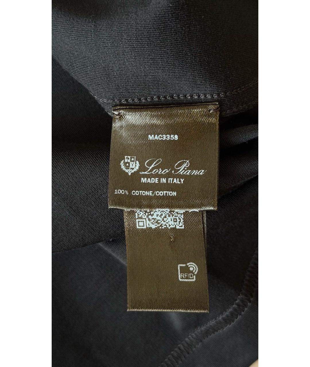 LORO PIANA Черная хлопковая футболка, фото 3