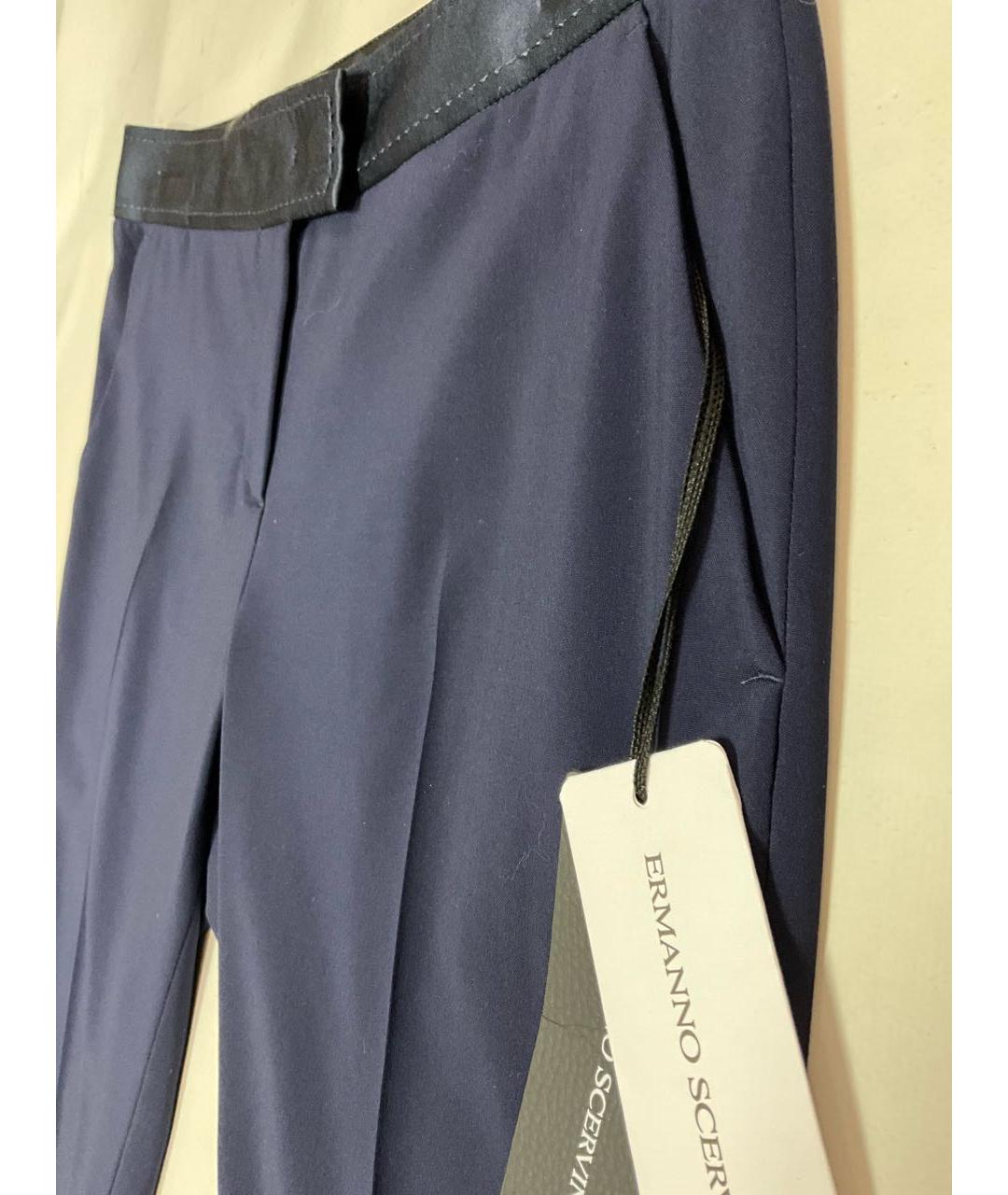 ERMANNO SCERVINO Синие шерстяные прямые брюки, фото 2
