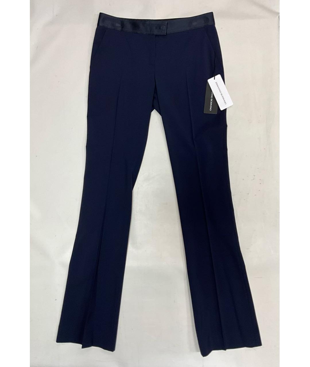 ERMANNO SCERVINO Синие шерстяные прямые брюки, фото 7