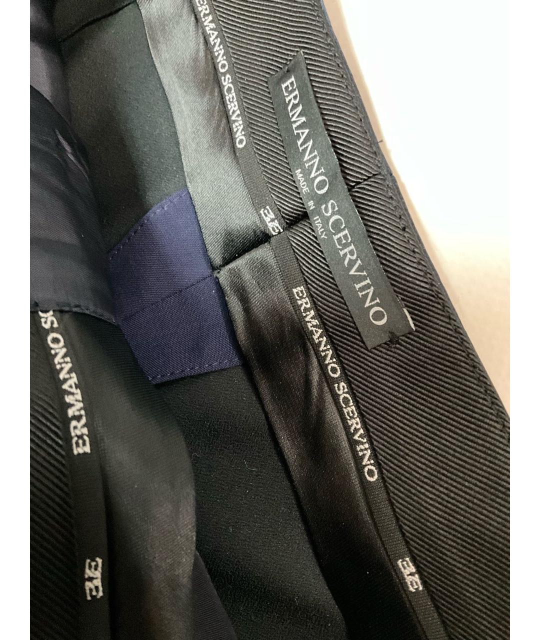 ERMANNO SCERVINO Синие шерстяные прямые брюки, фото 3