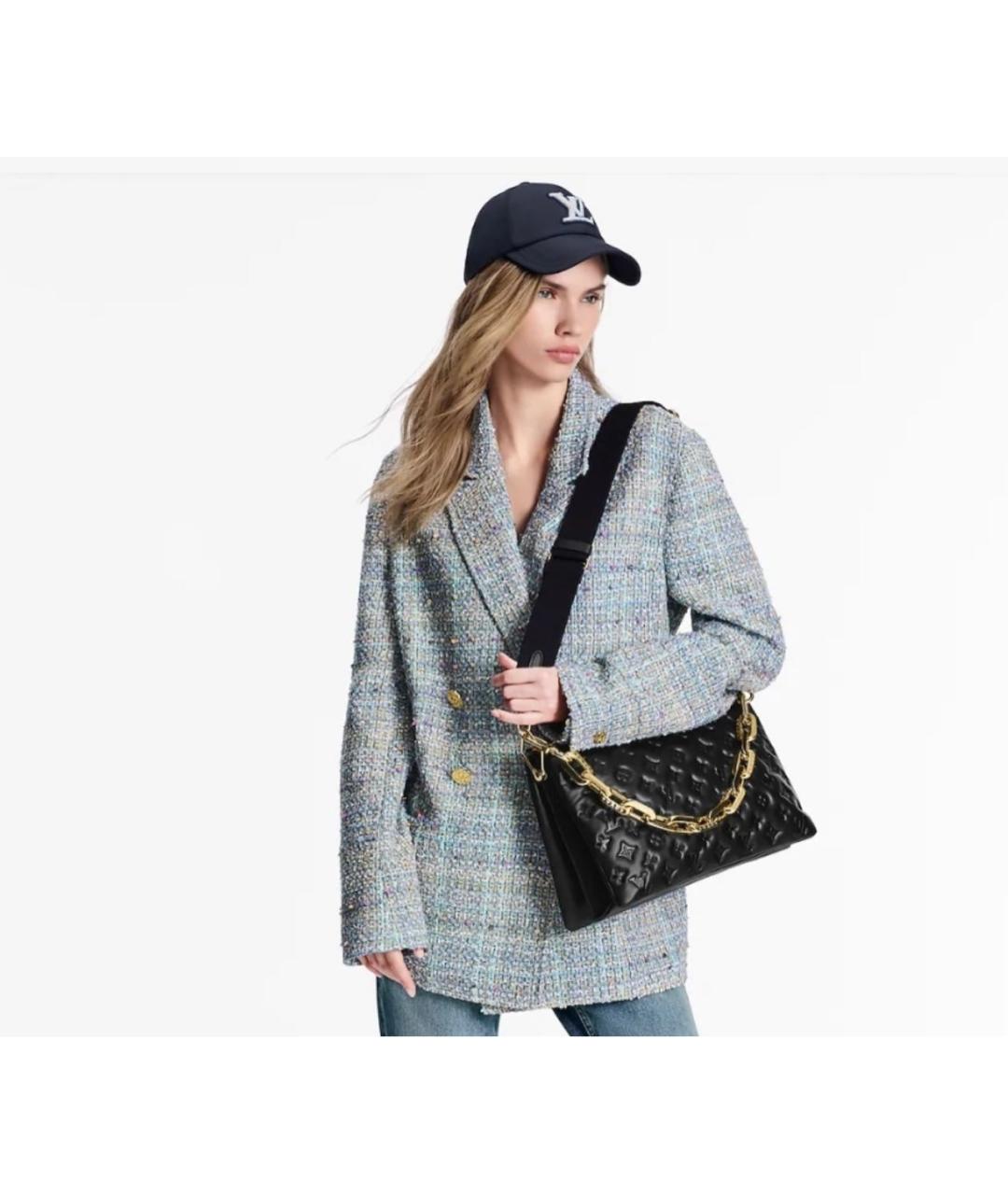 LOUIS VUITTON Черная кожаная сумка через плечо, фото 4