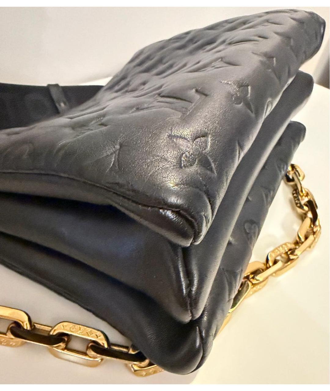 LOUIS VUITTON Черная кожаная сумка через плечо, фото 5
