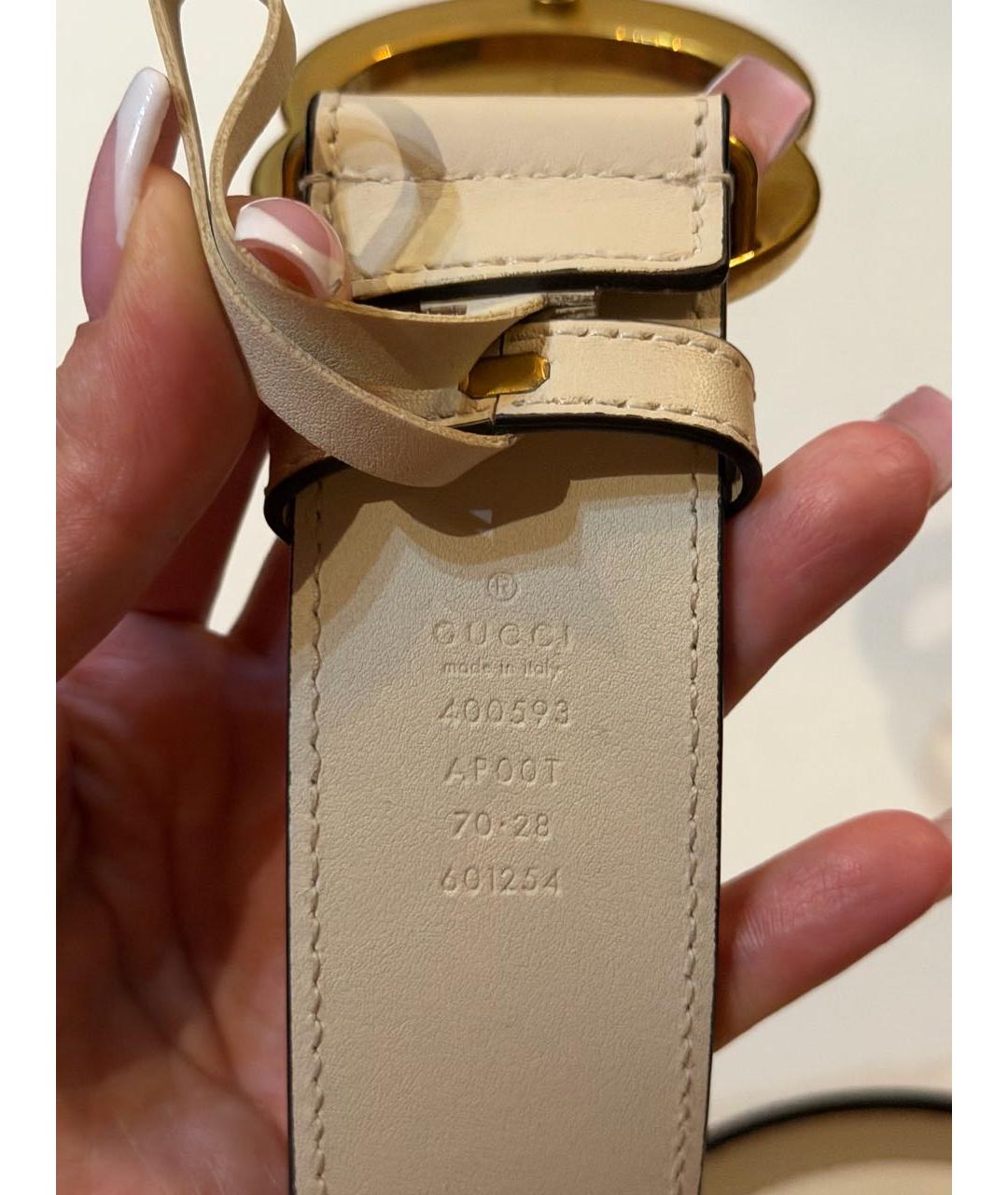 GUCCI Бежевый кожаный ремень, фото 4