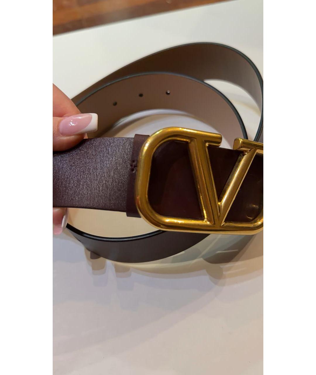 VALENTINO Бордовый кожаный ремень, фото 4