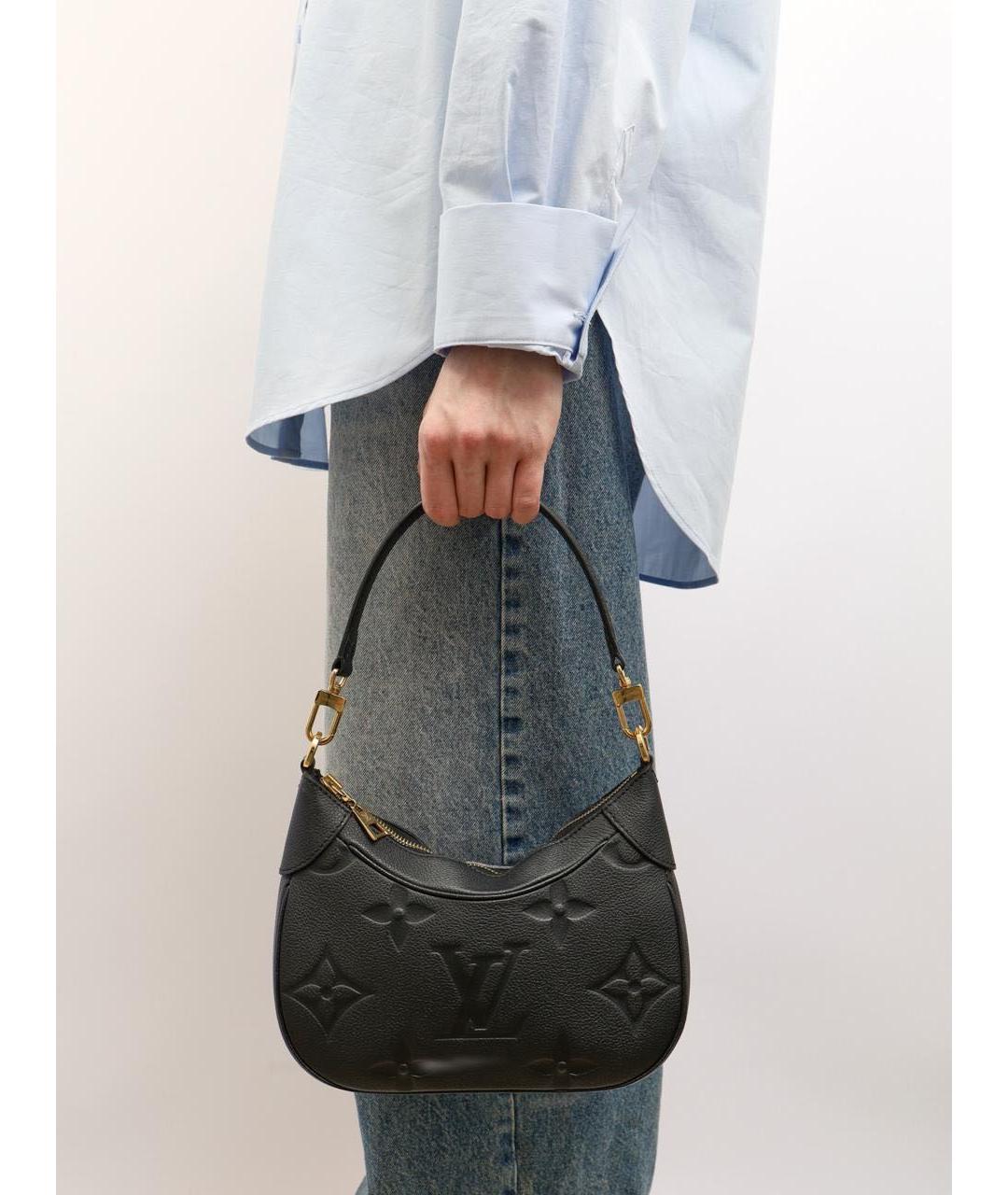 LOUIS VUITTON Черная кожаная сумка через плечо, фото 2