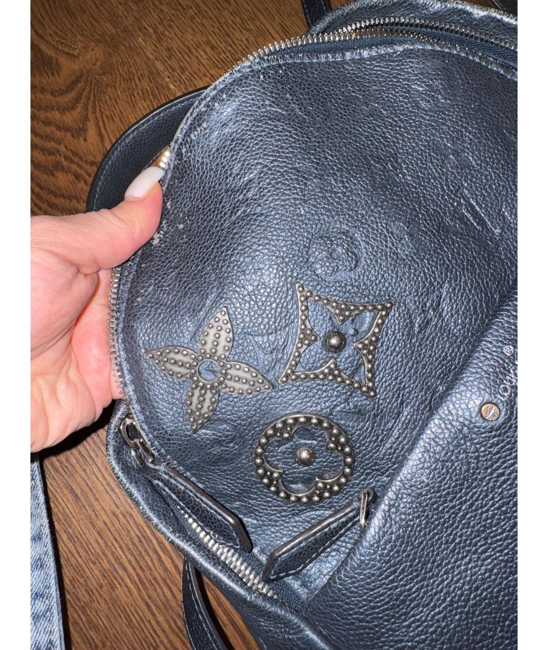 LOUIS VUITTON Темно-синий кожаный рюкзак, фото 4