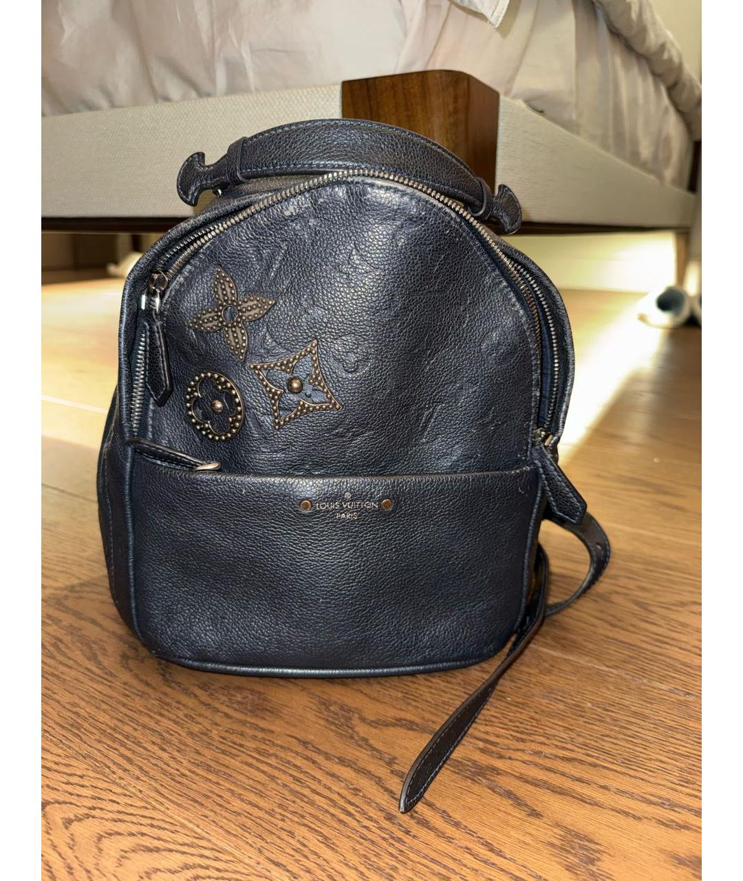 LOUIS VUITTON Темно-синий кожаный рюкзак, фото 9