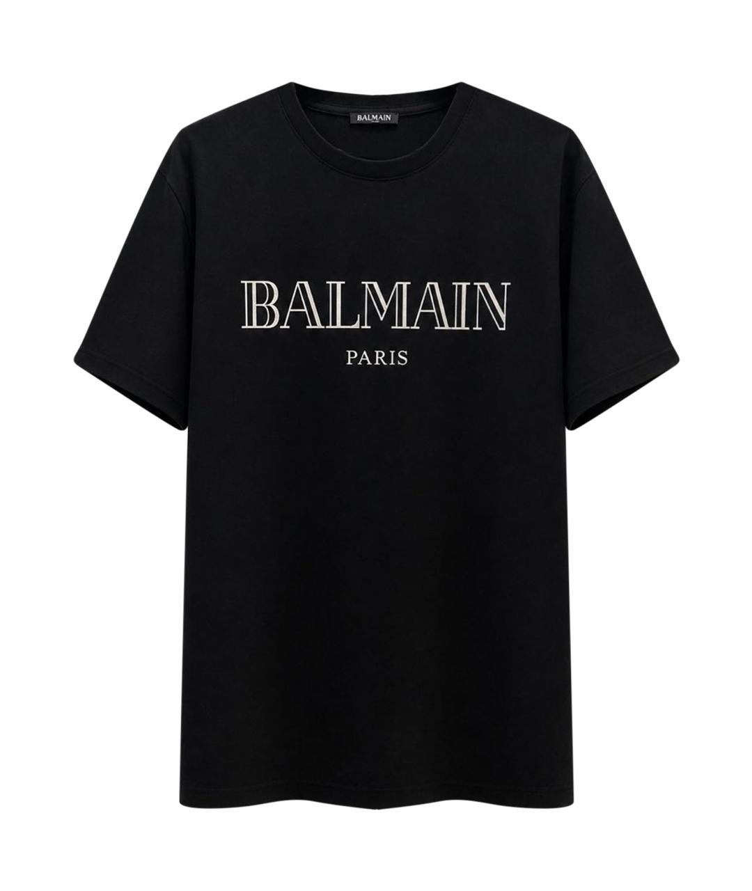 BALMAIN Черная хлопковая футболка, фото 1