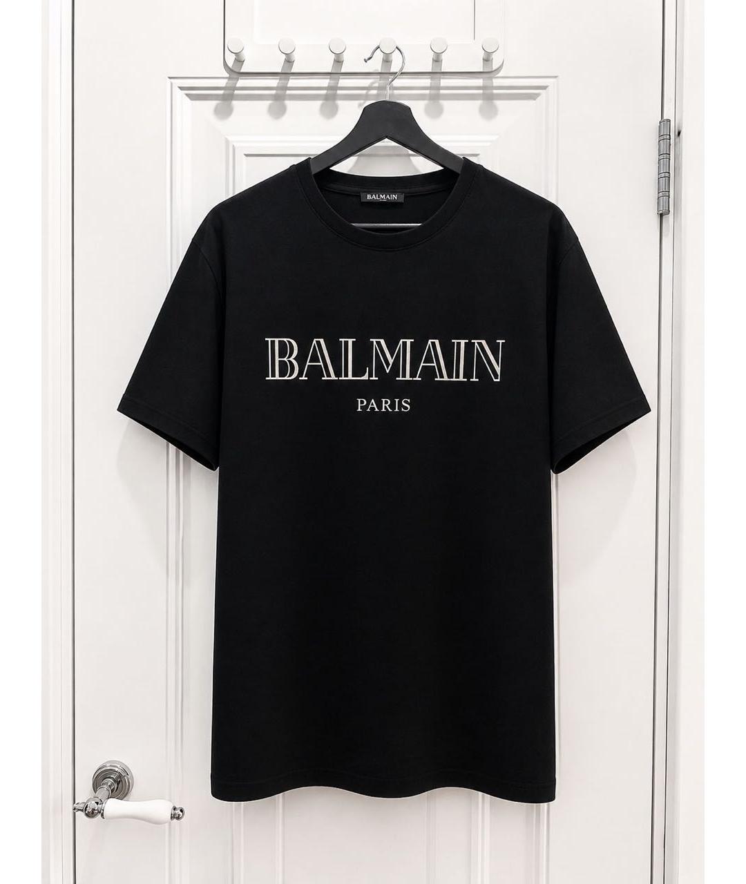 BALMAIN Черная хлопковая футболка, фото 5