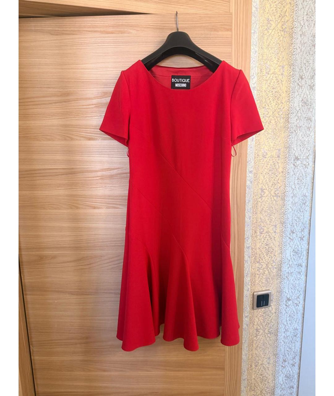 BOUTIQUE MOSCHINO Красное ацетатное повседневное платье, фото 9