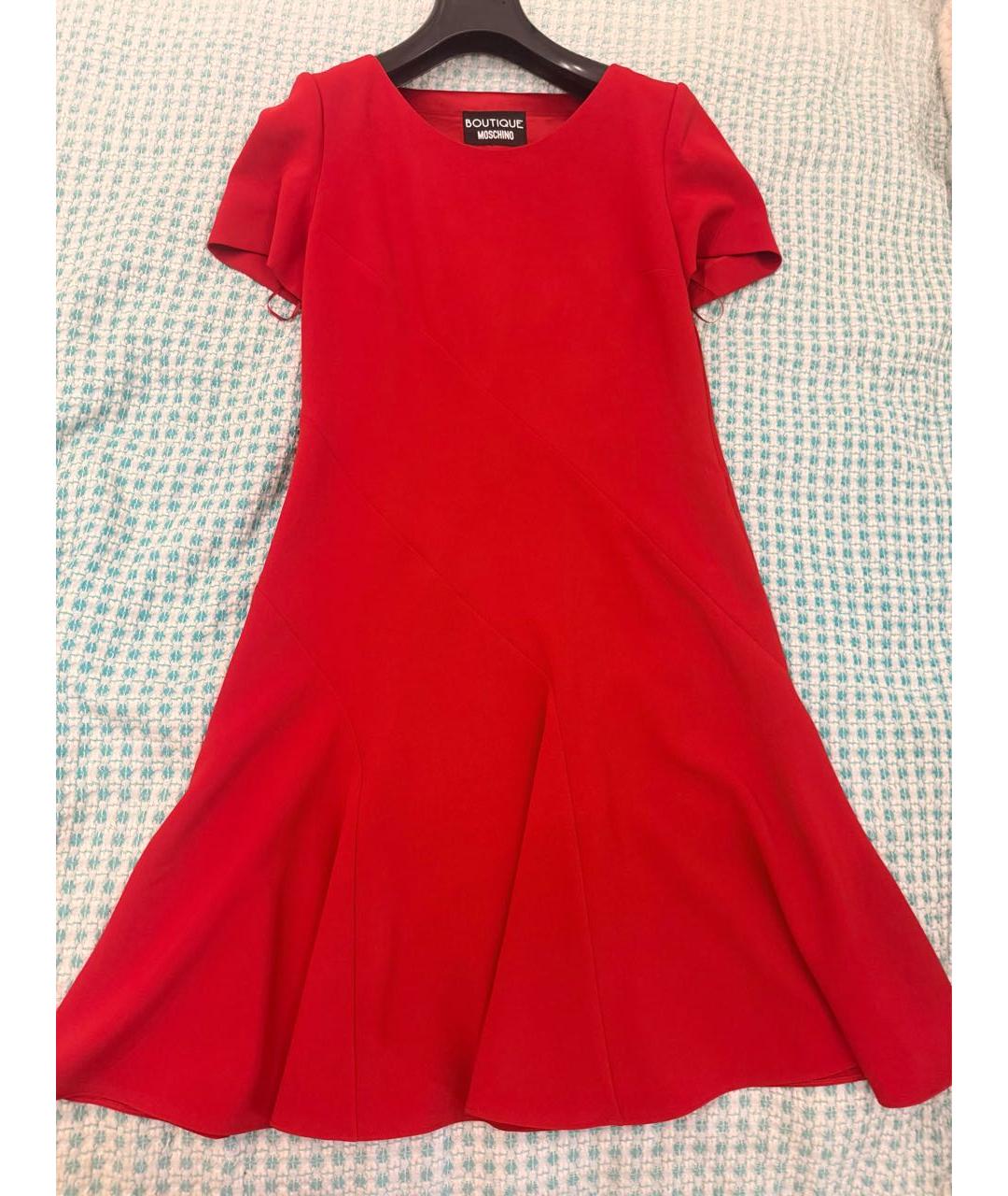BOUTIQUE MOSCHINO Красное ацетатное повседневное платье, фото 2