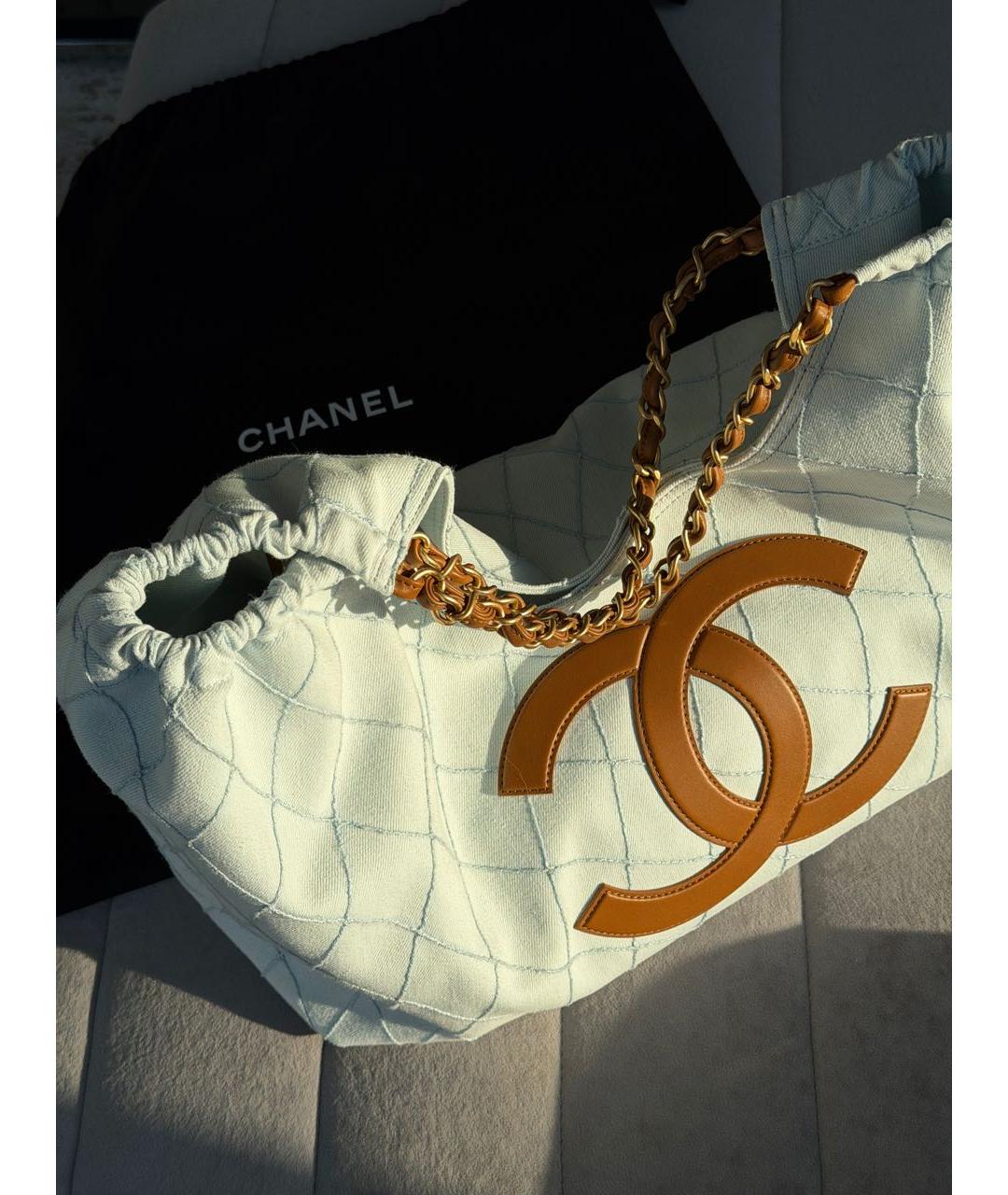 CHANEL Голубая деним пляжная сумка, фото 3