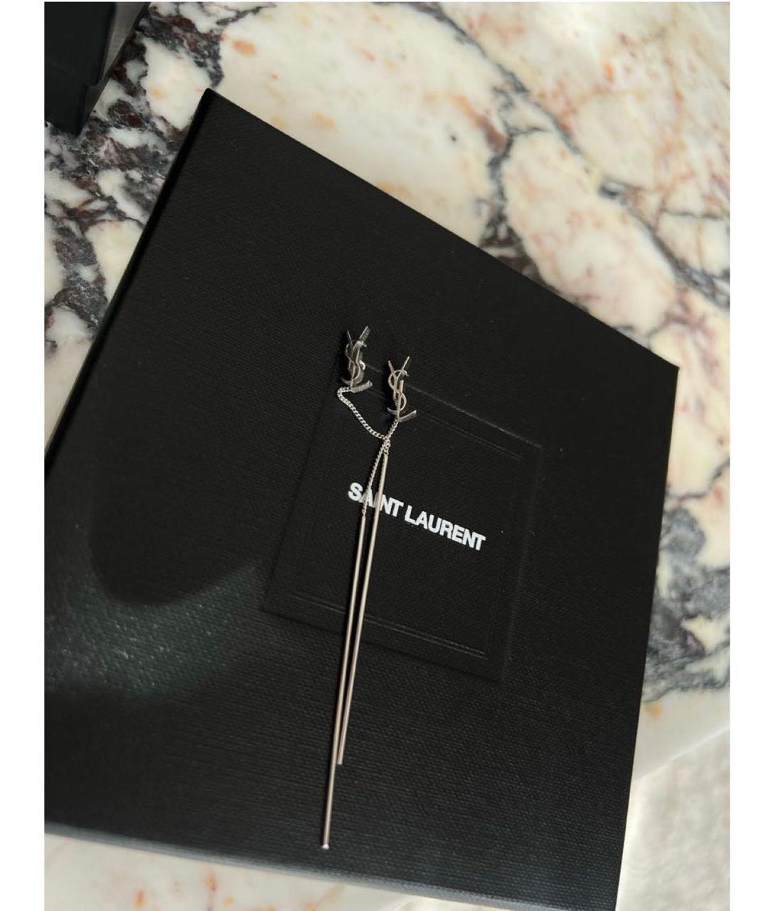 SAINT LAURENT Серебряные металлические серьги, фото 2