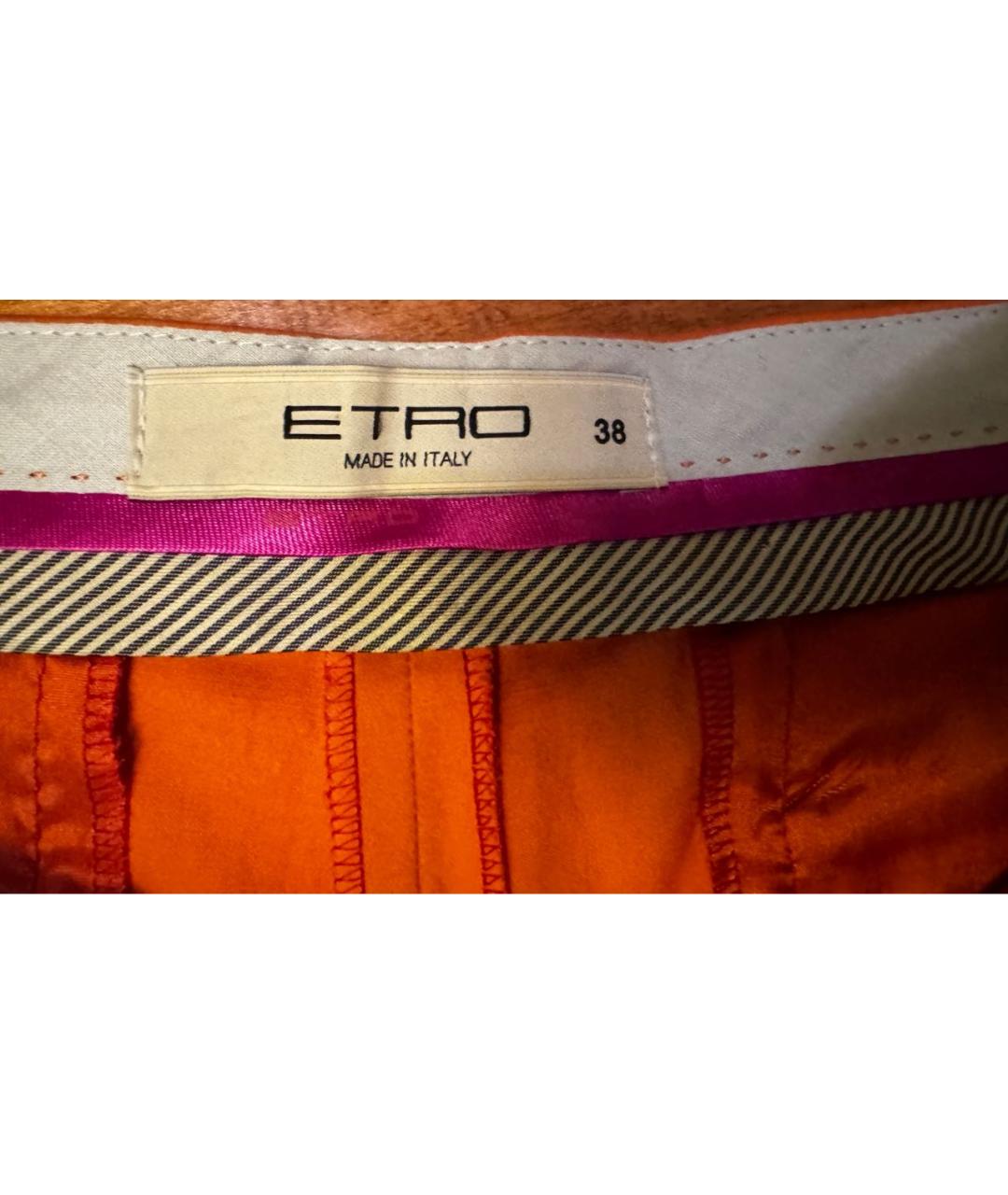 ETRO Оранжевое хлопковые брюки узкие, фото 3
