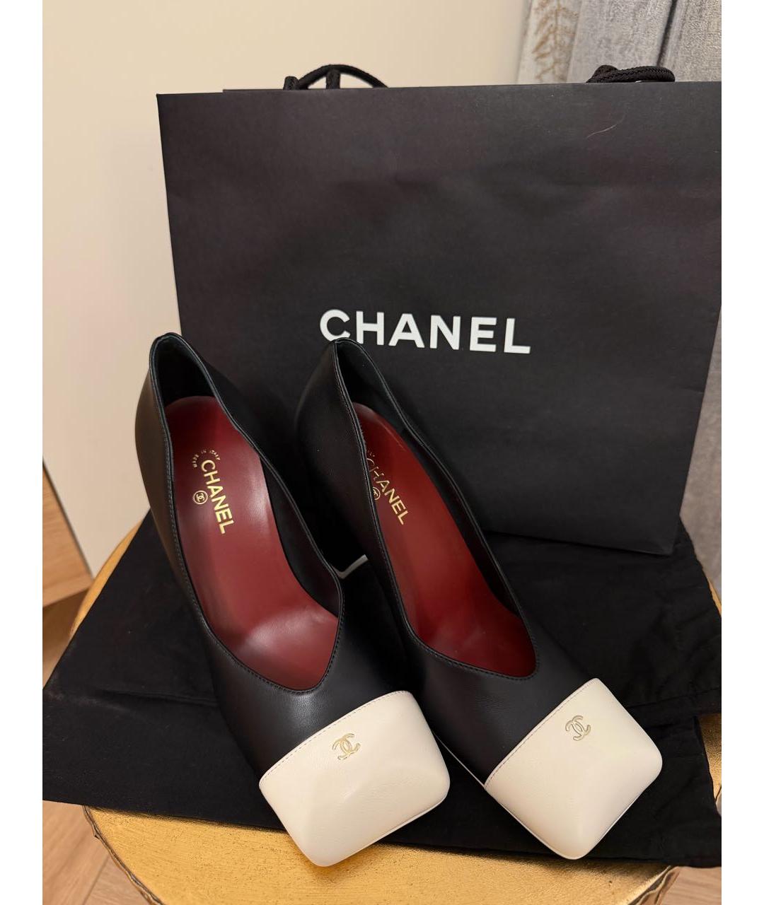 CHANEL Черные кожаные туфли, фото 5