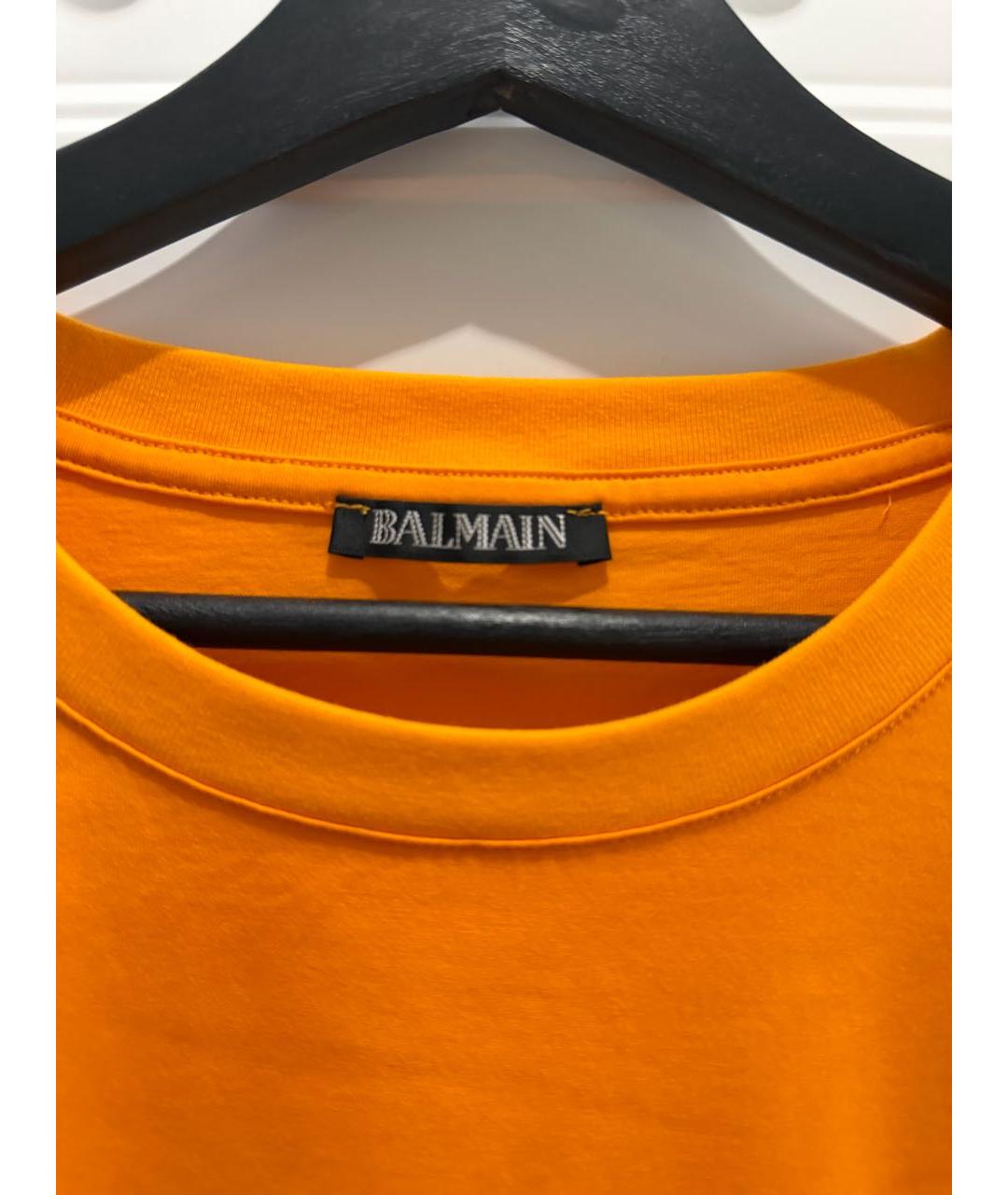 BALMAIN Оранжевая хлопковая футболка, фото 3