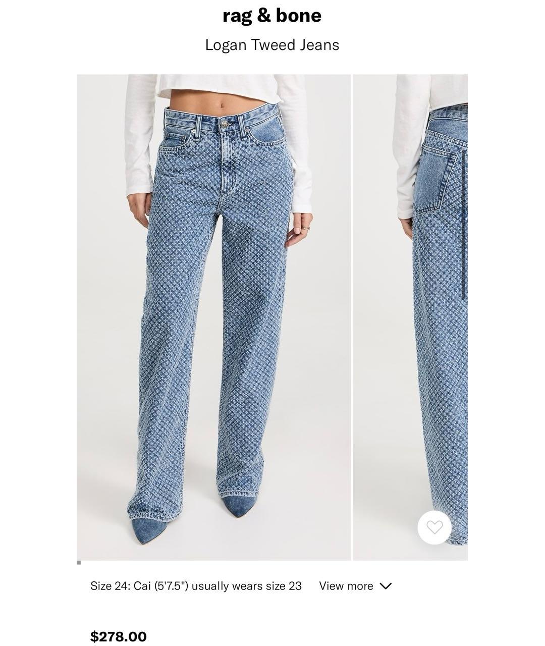 RAG & BONE Голубые хлопковые прямые джинсы, фото 7
