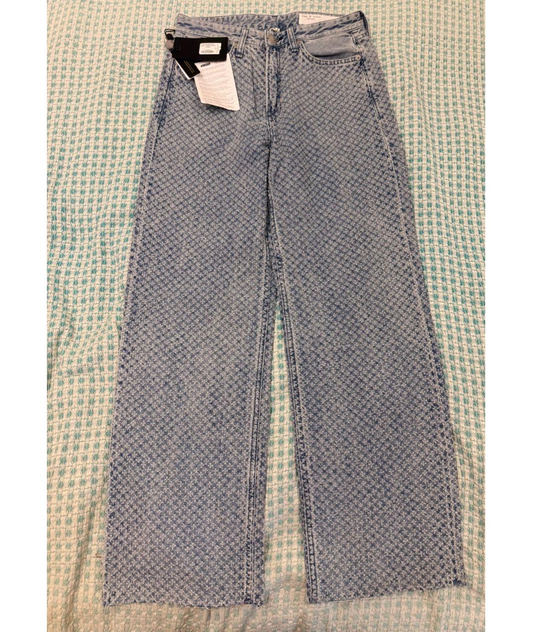 RAG & BONE Голубые хлопковые прямые джинсы, фото 2