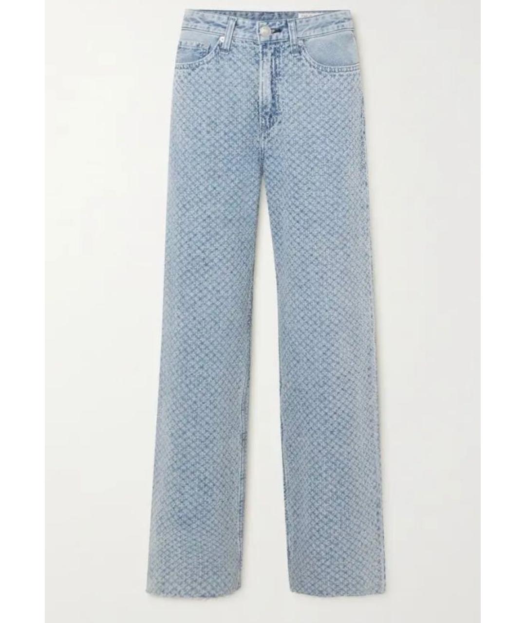 RAG & BONE Голубые хлопковые прямые джинсы, фото 9