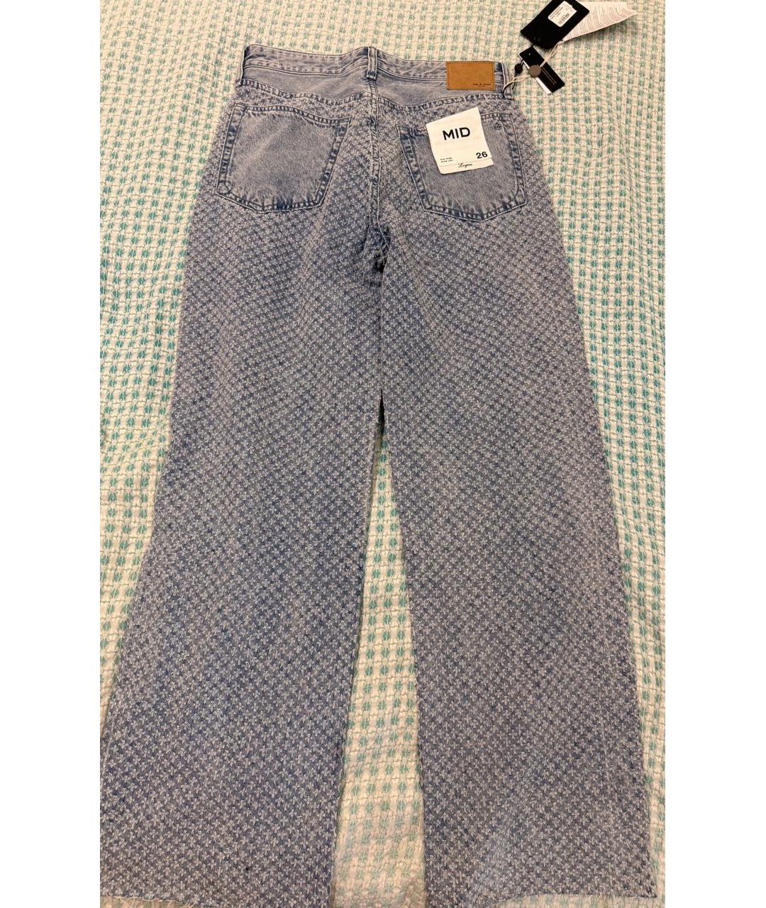 RAG & BONE Голубые хлопковые прямые джинсы, фото 6