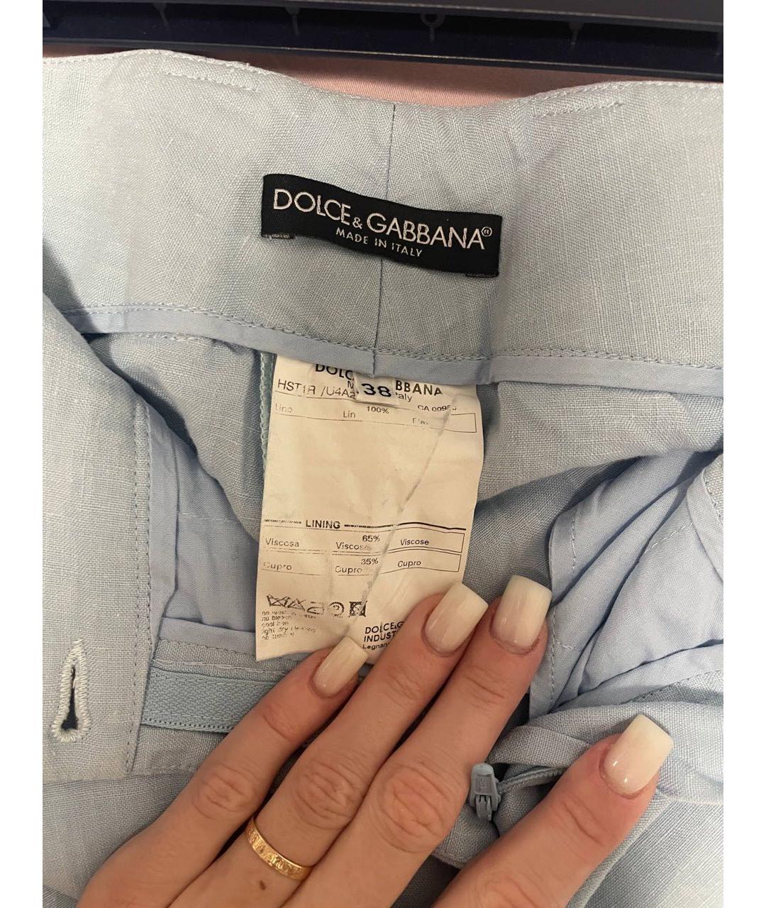 DOLCE&GABBANA Голубой льняной костюм с брюками, фото 4