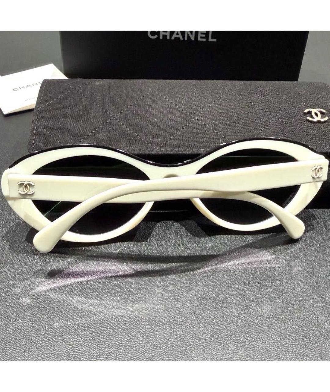 CHANEL Белые пластиковые солнцезащитные очки, фото 6