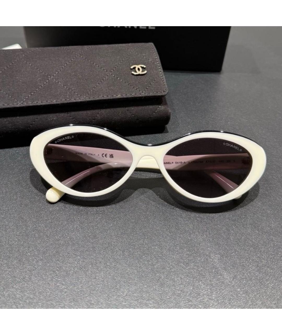CHANEL Белые пластиковые солнцезащитные очки, фото 7
