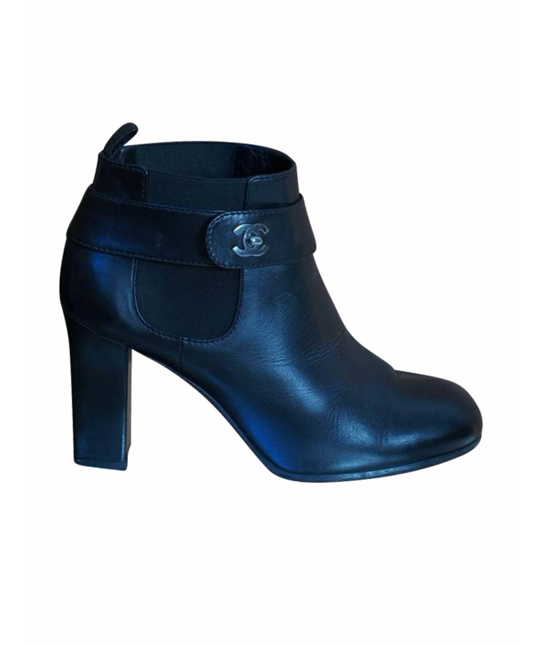 CHANEL Черные кожаные ботильоны, фото 1