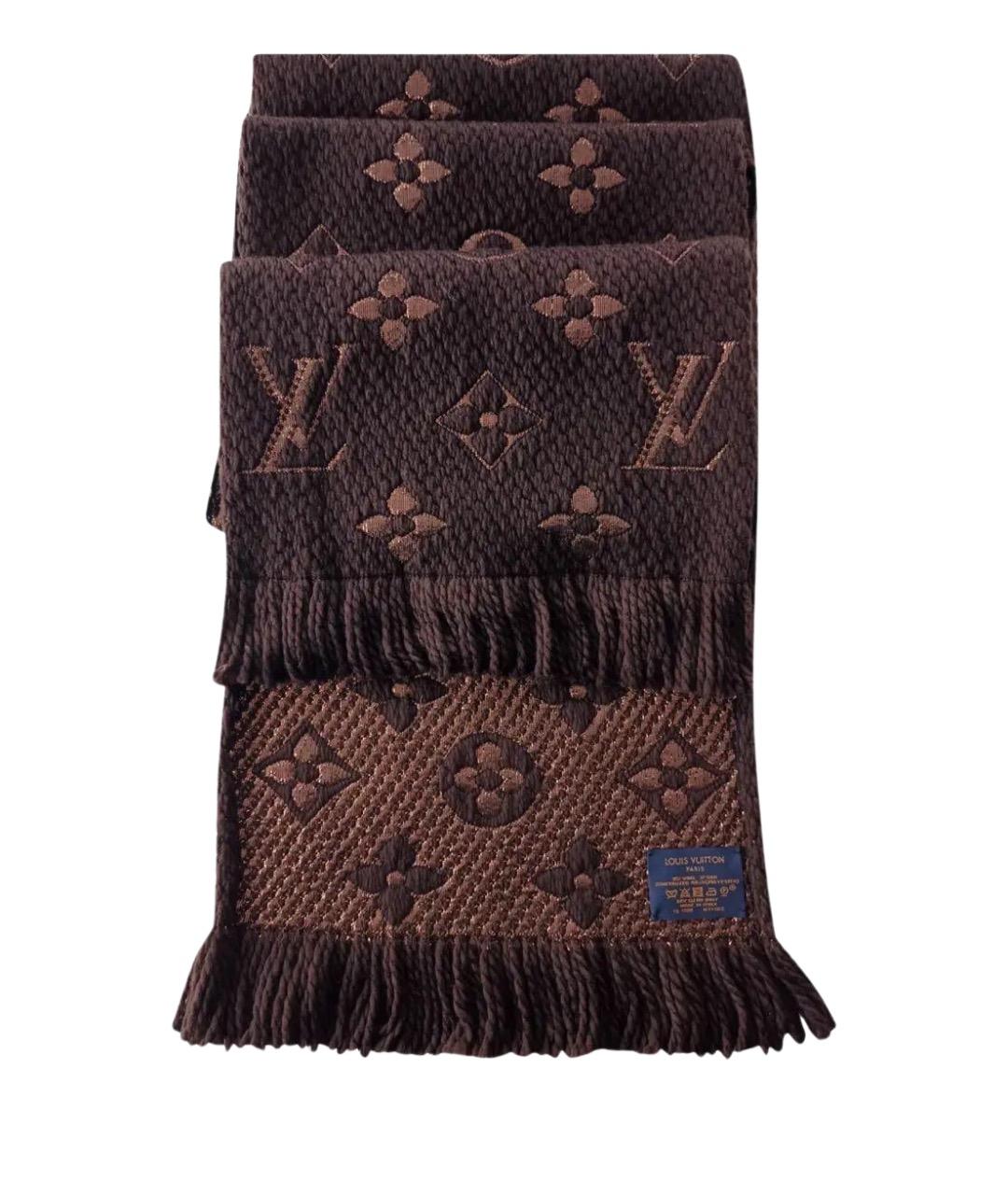 LOUIS VUITTON Коричневый шерстяной шарф, фото 1