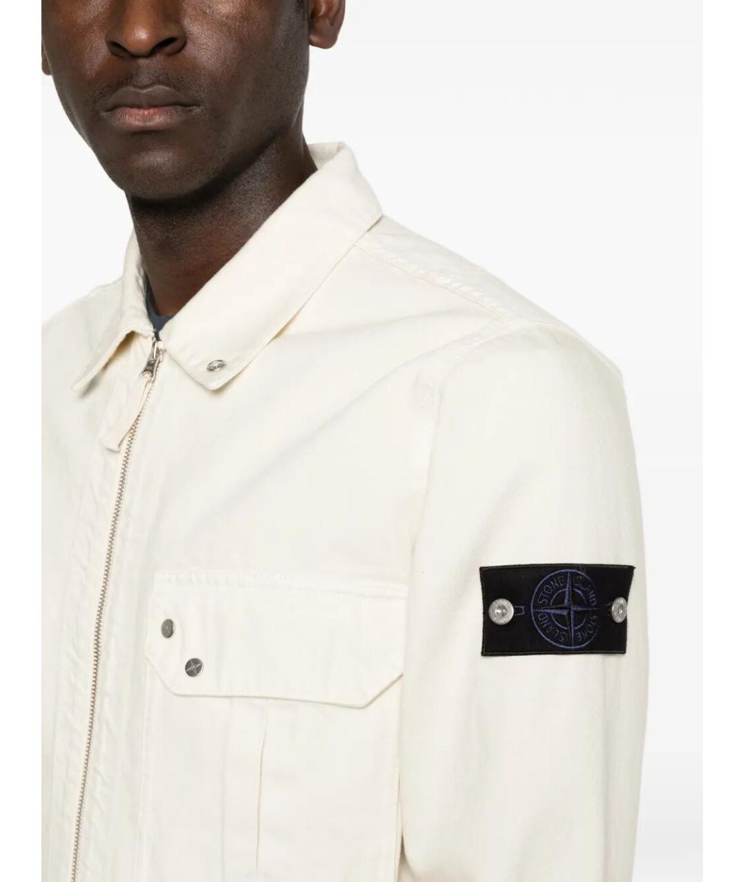 STONE ISLAND Бежевая хлопковая кэжуал рубашка, фото 2