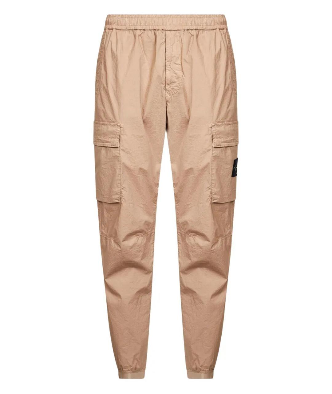 STONE ISLAND Бежевые хлопковые повседневные брюки, фото 1