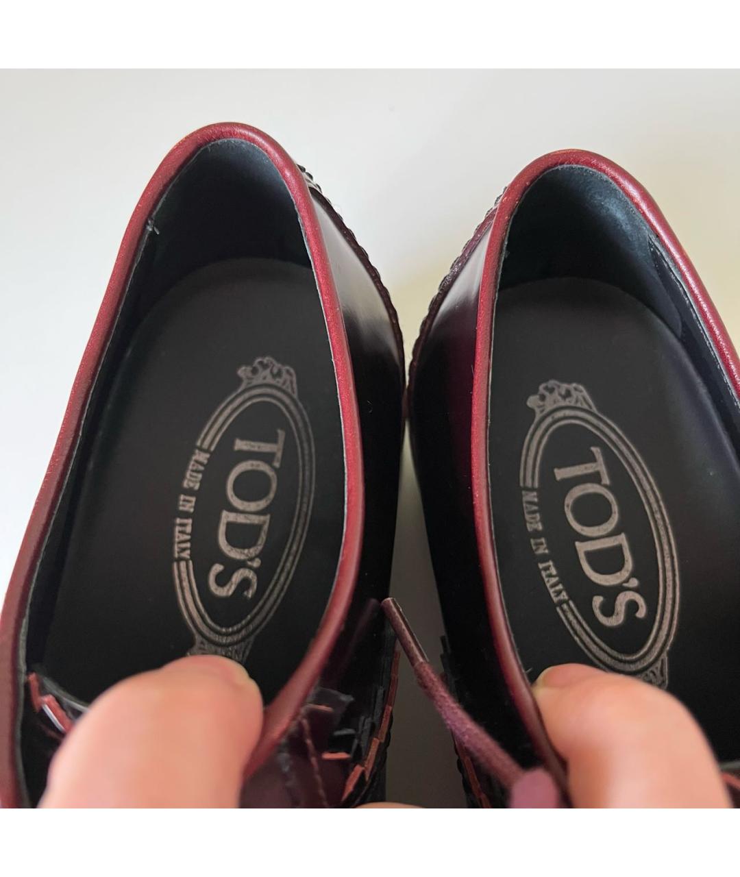 TOD'S Бордовые брогги и оксфорды из лакированной кожи, фото 6