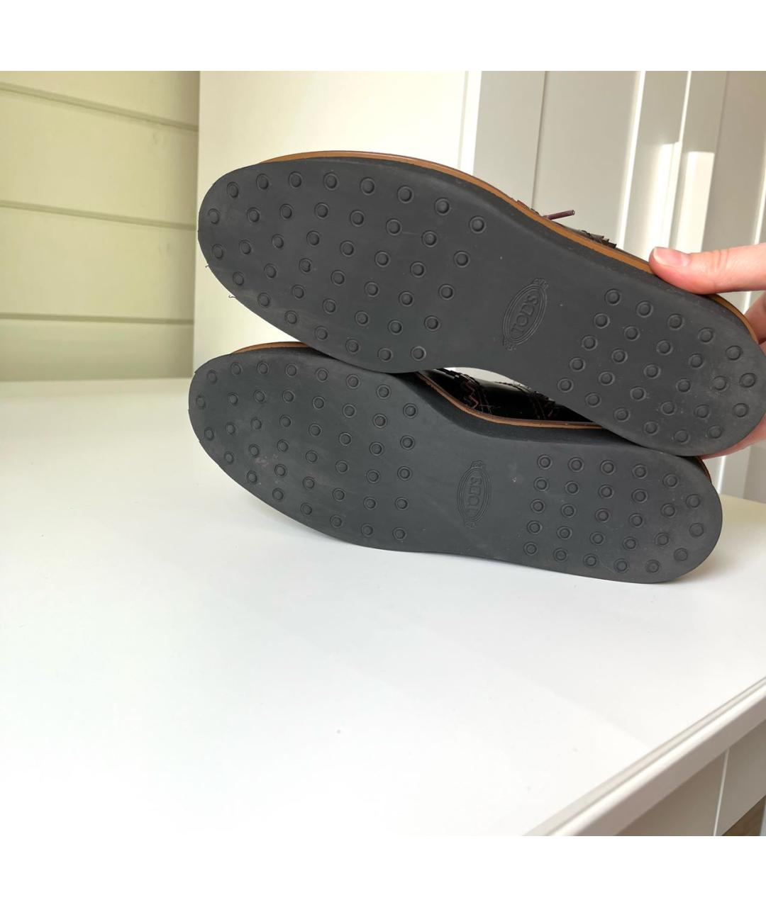 TOD'S Бордовые брогги и оксфорды из лакированной кожи, фото 5