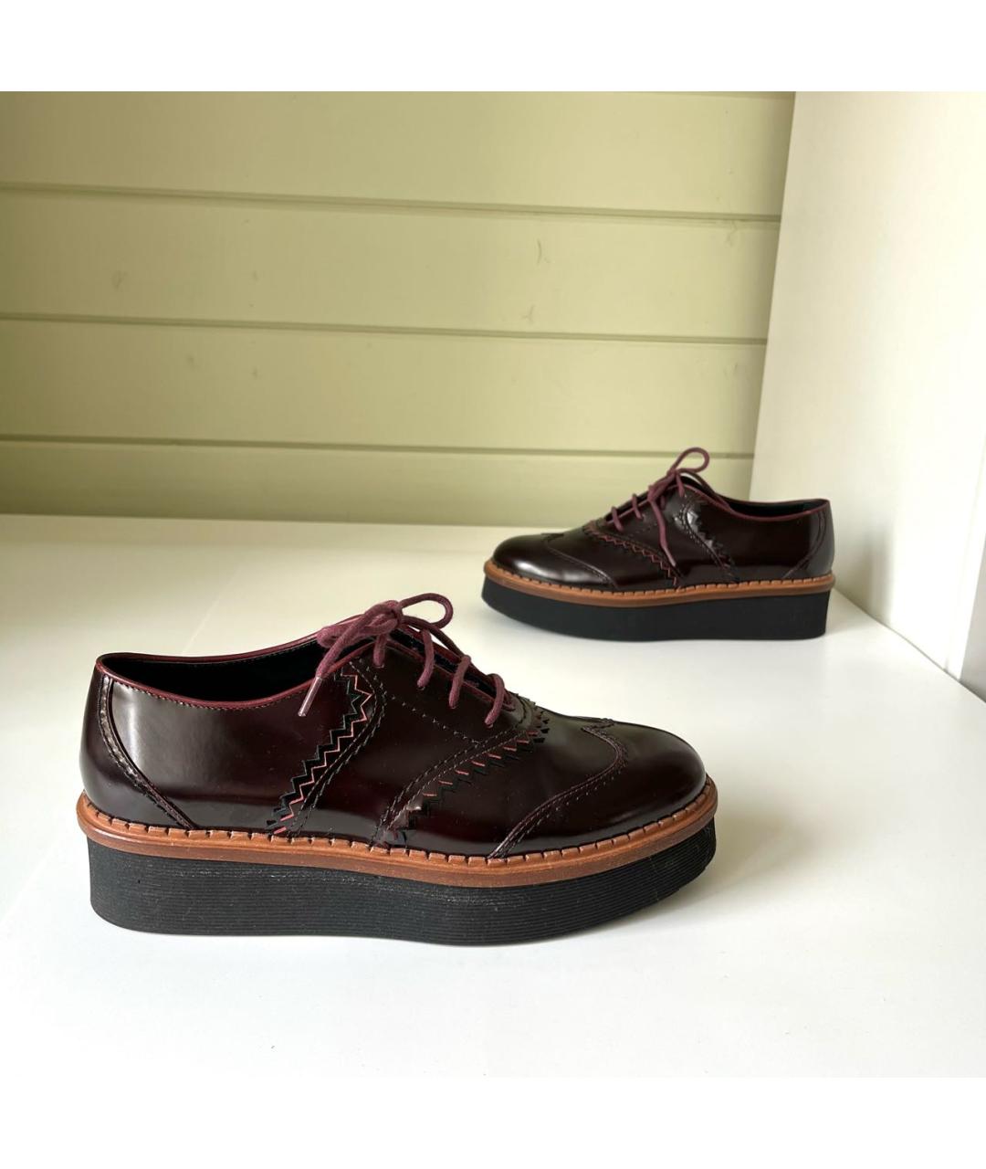 TOD'S Бордовые брогги и оксфорды из лакированной кожи, фото 9