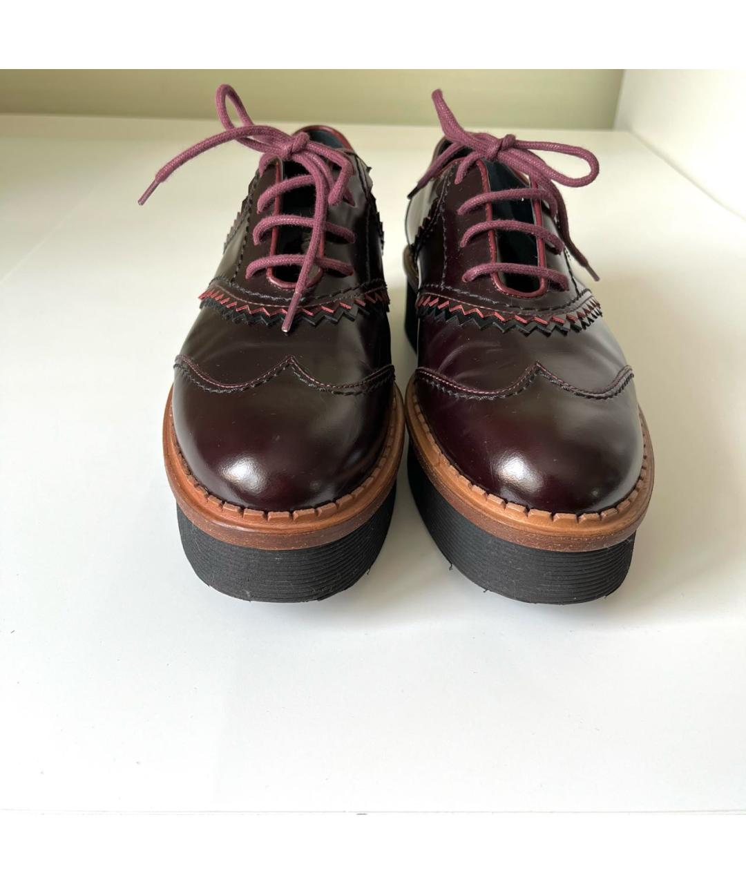TOD'S Бордовые брогги и оксфорды из лакированной кожи, фото 3